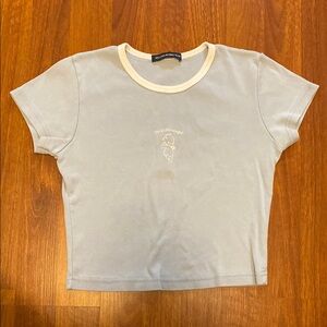Brandy Melville Blue Baby Tee with White Trim